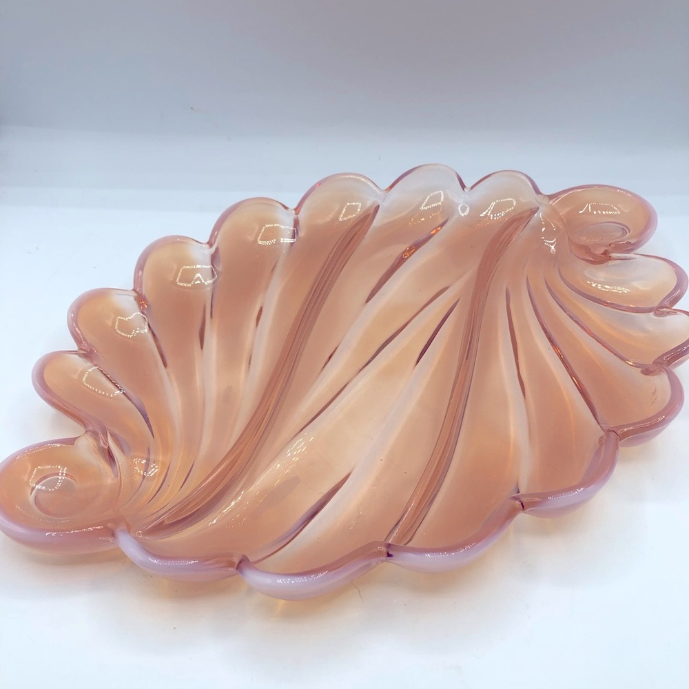 Duncan Miller Pink Opalescent Divided Glass Serving Tray Vintage 9 x 13 PERFECT